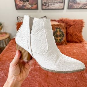 White Snakeskin Boots Booties